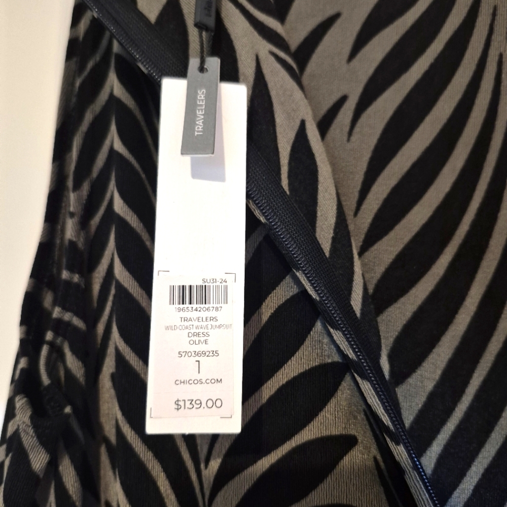 Chico's Olive & Black Sleeveless Jumpsuit Medium 1 NWT - Picture 8 of 10
